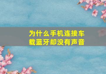 为什么手机连接车载蓝牙却没有声音