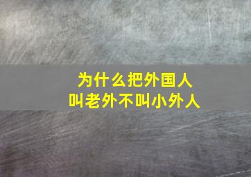 为什么把外国人叫老外不叫小外人