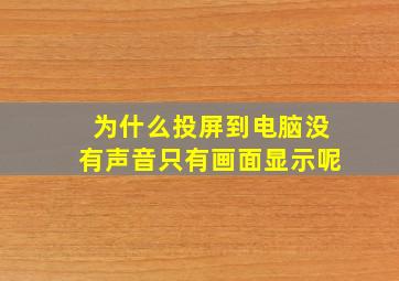 为什么投屏到电脑没有声音只有画面显示呢