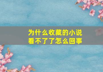 为什么收藏的小说看不了了怎么回事