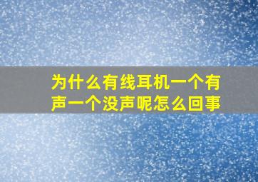 为什么有线耳机一个有声一个没声呢怎么回事