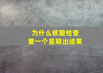 为什么核酸检查要一个星期出结果