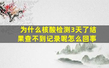 为什么核酸检测3天了结果查不到记录呢怎么回事