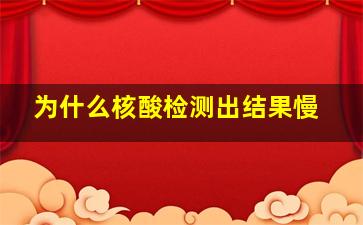 为什么核酸检测出结果慢