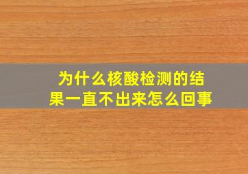 为什么核酸检测的结果一直不出来怎么回事