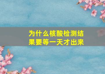 为什么核酸检测结果要等一天才出来