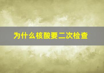 为什么核酸要二次检查