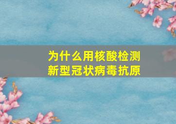 为什么用核酸检测新型冠状病毒抗原