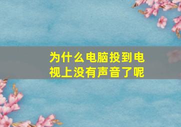 为什么电脑投到电视上没有声音了呢