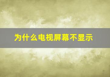 为什么电视屏幕不显示