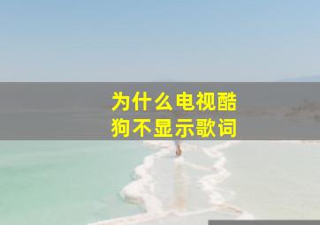 为什么电视酷狗不显示歌词