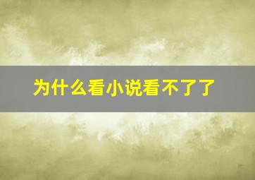 为什么看小说看不了了