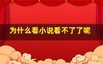 为什么看小说看不了了呢