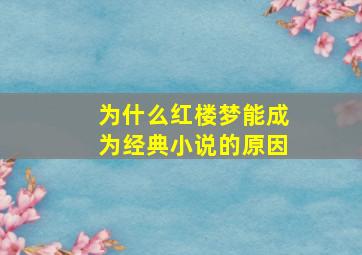 为什么红楼梦能成为经典小说的原因