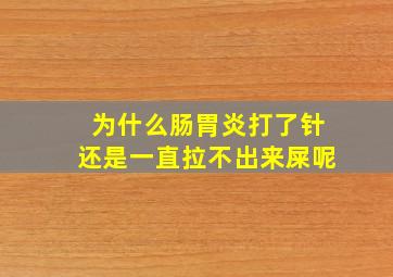 为什么肠胃炎打了针还是一直拉不出来屎呢