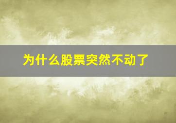 为什么股票突然不动了