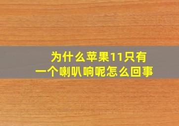 为什么苹果11只有一个喇叭响呢怎么回事