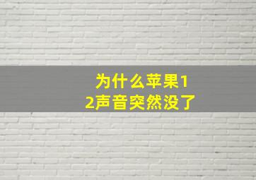 为什么苹果12声音突然没了