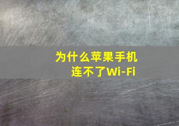 为什么苹果手机连不了Wi-Fi