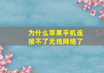 为什么苹果手机连接不了无线网络了