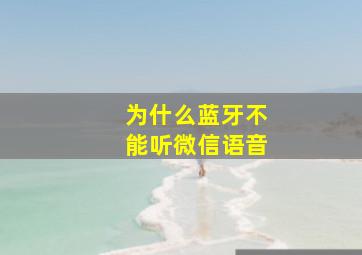 为什么蓝牙不能听微信语音