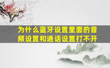 为什么蓝牙设置里面的音频设置和通话设置打不开