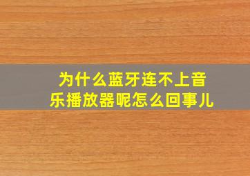 为什么蓝牙连不上音乐播放器呢怎么回事儿