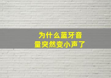 为什么蓝牙音量突然变小声了