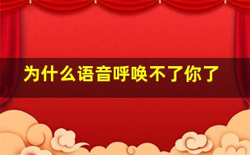 为什么语音呼唤不了你了