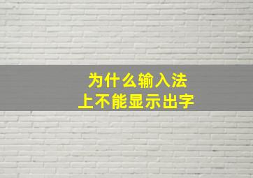 为什么输入法上不能显示出字