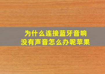 为什么连接蓝牙音响没有声音怎么办呢苹果