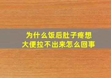 为什么饭后肚子疼想大便拉不出来怎么回事