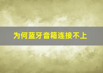 为何蓝牙音箱连接不上