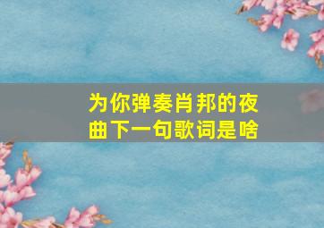 为你弹奏肖邦的夜曲下一句歌词是啥