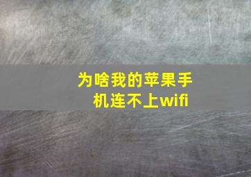 为啥我的苹果手机连不上wifi