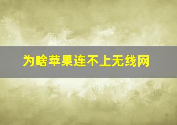 为啥苹果连不上无线网