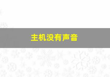 主机没有声音