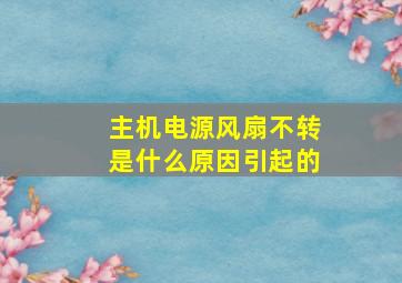 主机电源风扇不转是什么原因引起的