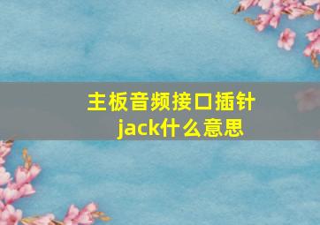 主板音频接口插针jack什么意思