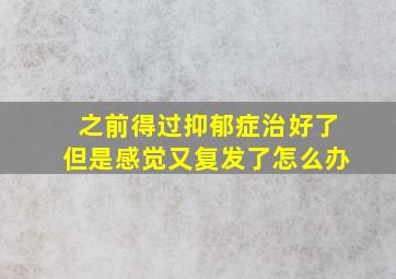 之前得过抑郁症治好了但是感觉又复发了怎么办