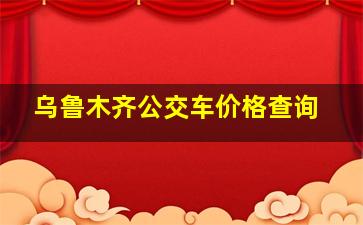 乌鲁木齐公交车价格查询