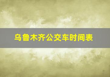 乌鲁木齐公交车时间表