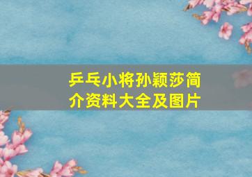 乒乓小将孙颖莎简介资料大全及图片