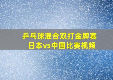 乒乓球混合双打金牌赛日本vs中国比赛视频