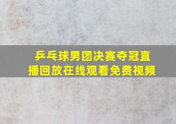 乒乓球男团决赛夺冠直播回放在线观看免费视频