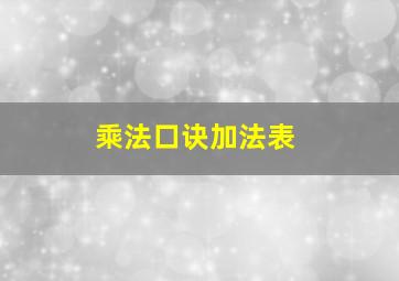 乘法口诀加法表