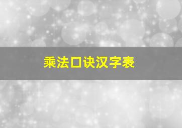 乘法口诀汉字表