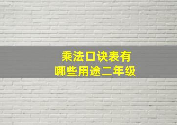 乘法口诀表有哪些用途二年级