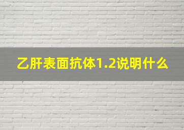 乙肝表面抗体1.2说明什么