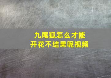 九尾狐怎么才能开花不结果呢视频